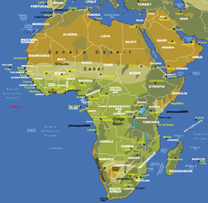 Physical and Administrative Map of Africa