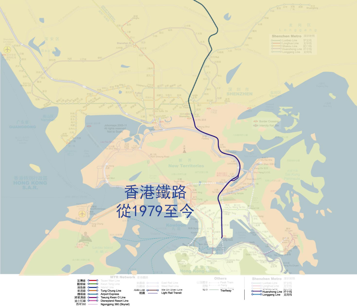 上海地铁图 Hong Kong & Shenzhen Metro Map