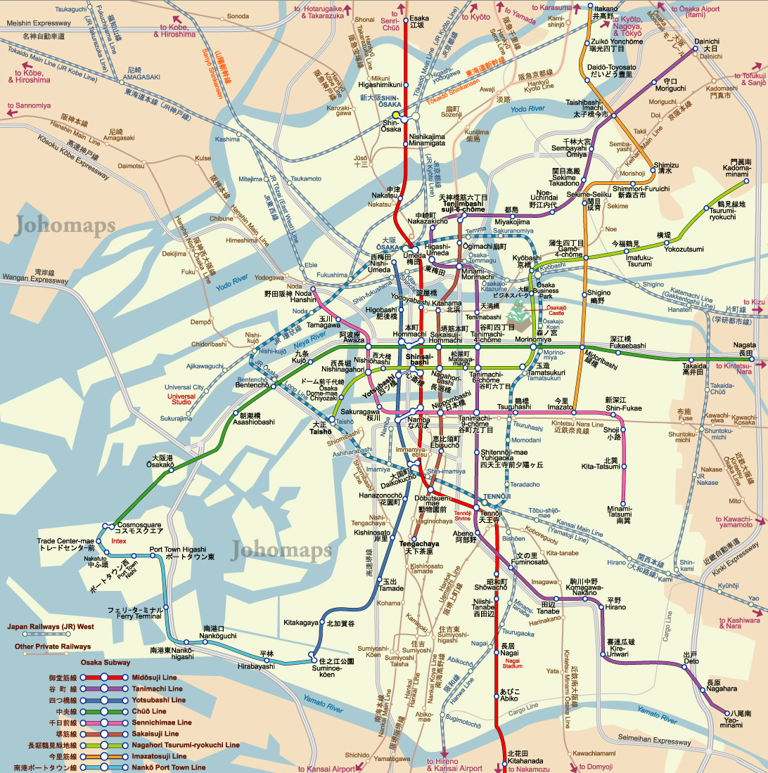 Metro Map of Osaka / 大阪都市鉄道地図