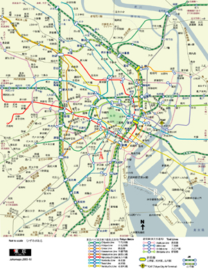 東京都市鉄道地図   Urban Rail Map of Tokyo