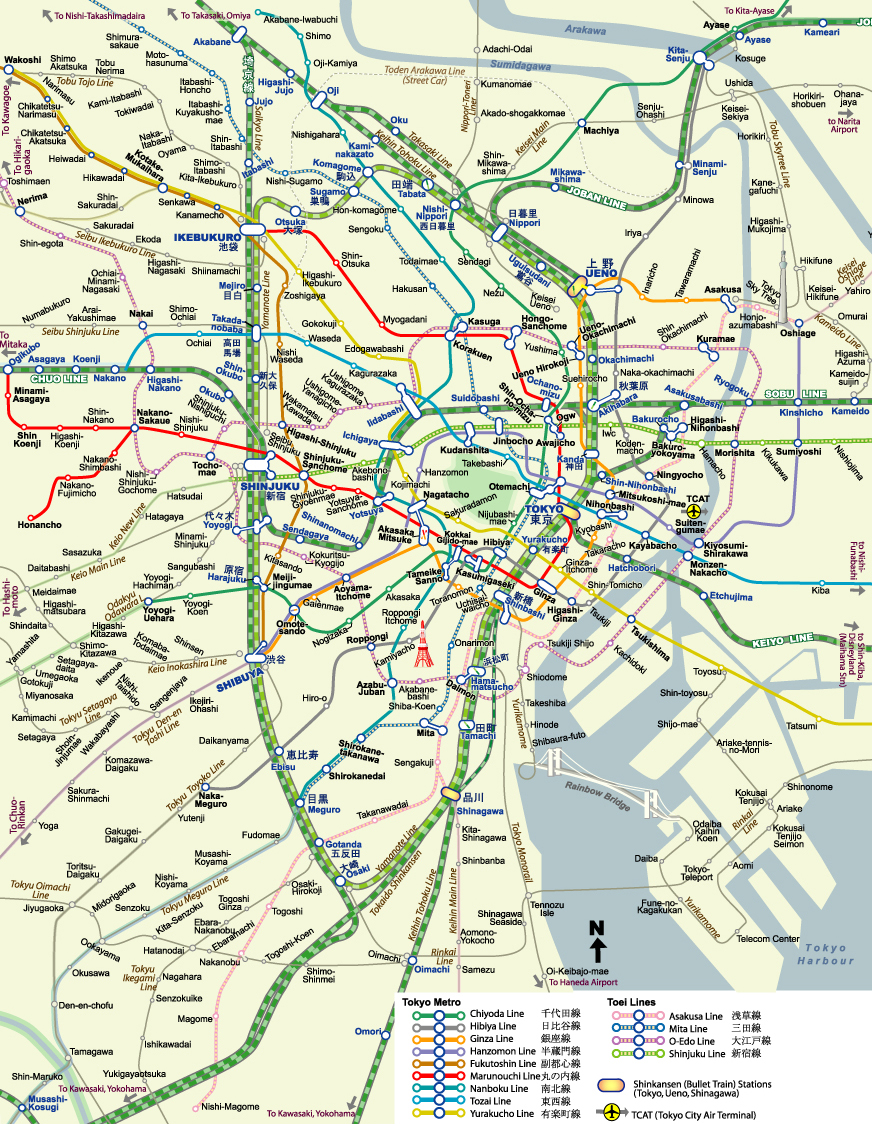 urban rail map of tokyo