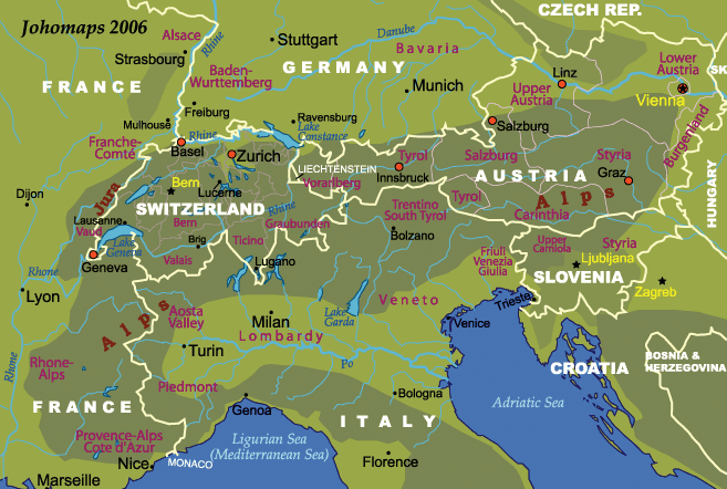 Map of the Alps