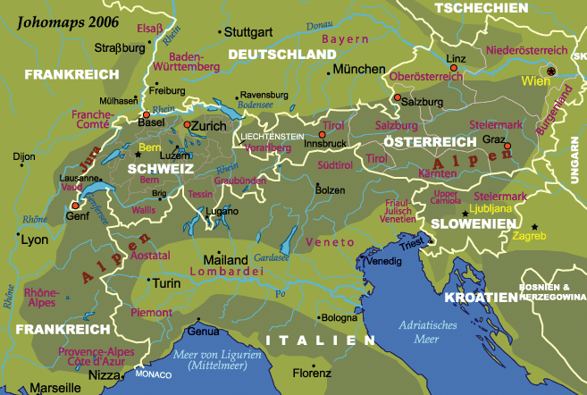 Alpen Landkarte