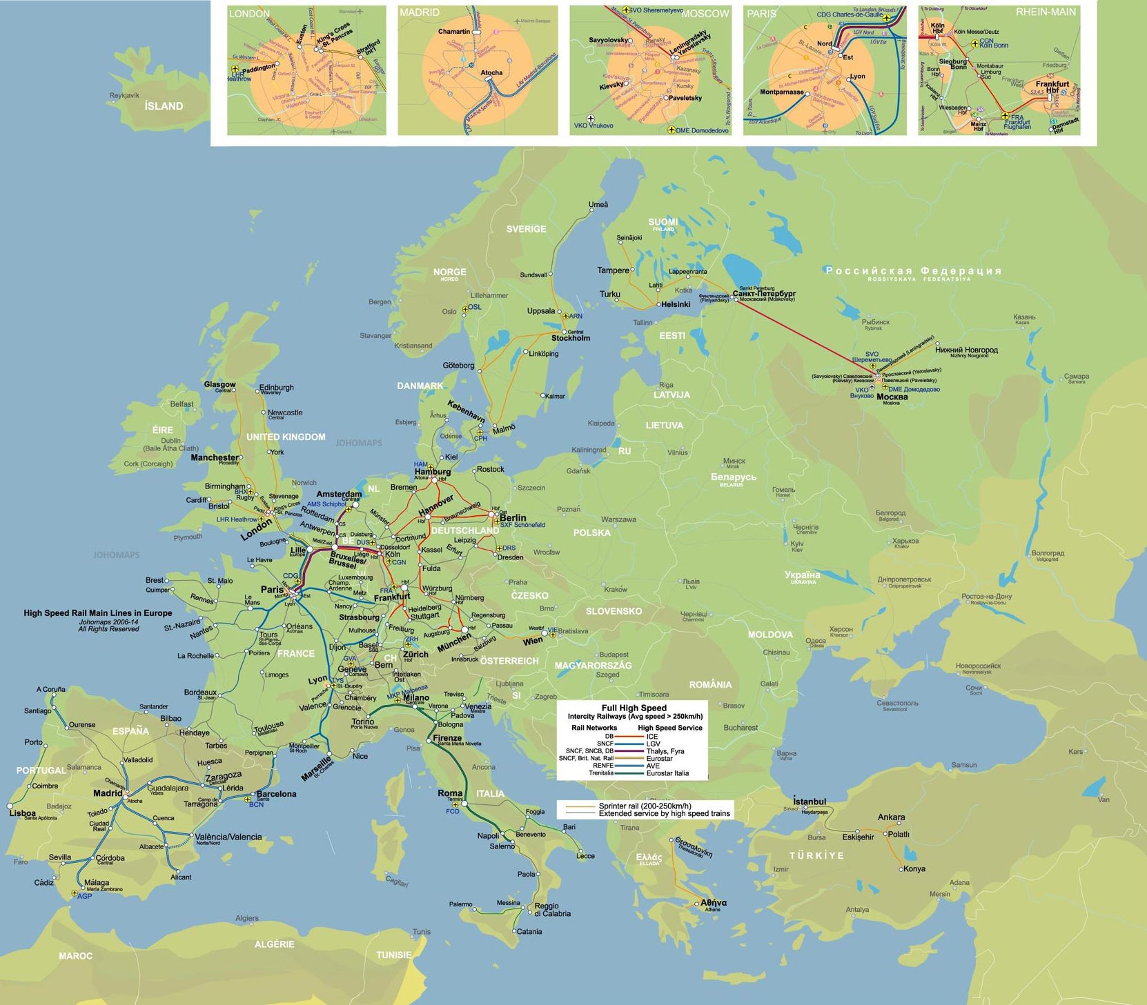 High Speed Rail Map of Europe - JohoMaps