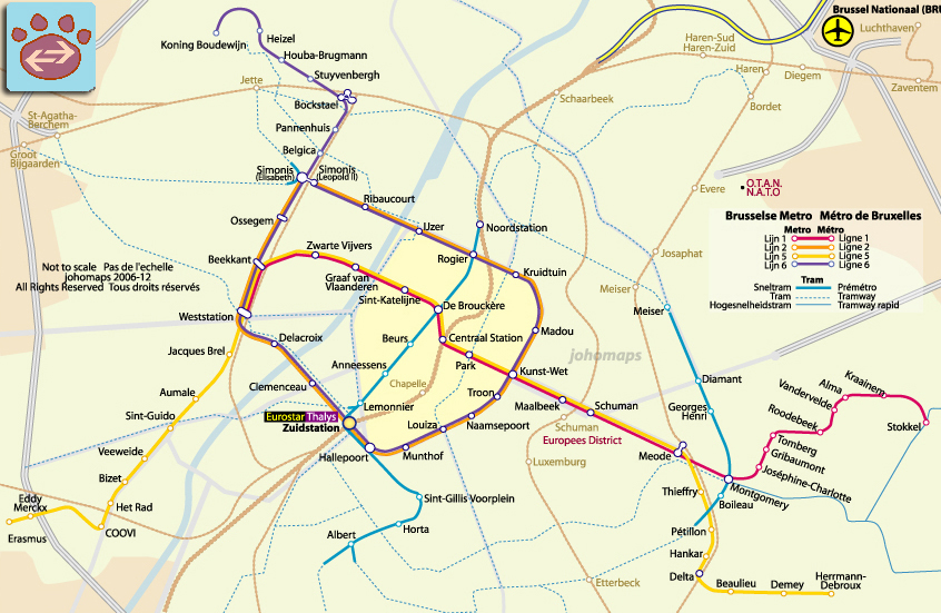 Carte de Metro de Bruxelles/Metro Map of Brussels