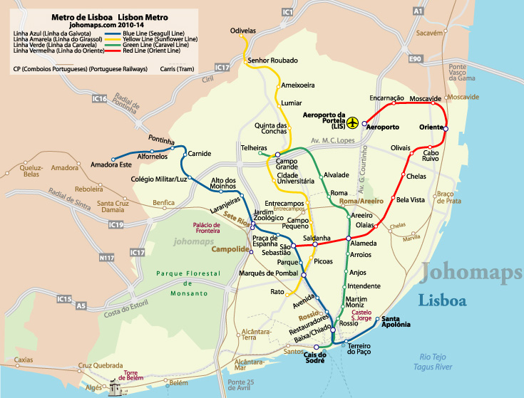 Mapa do metro de Lisboa / Metro Map of Lisbon