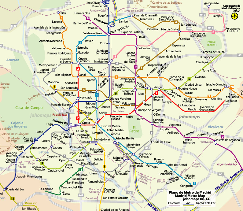 Plano de Metro de Madrid / Madrid Metro Map
