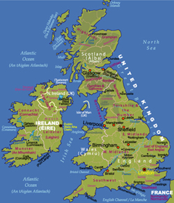 Map of Ireland and the UK