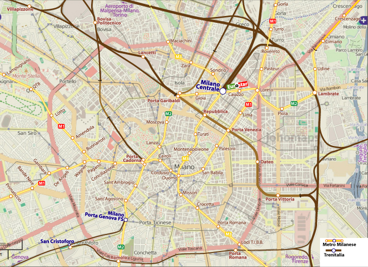 City Rail Map of Milano