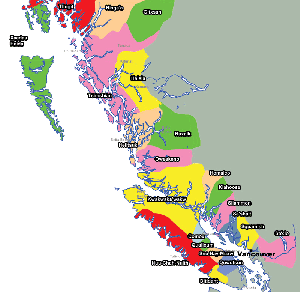 Map of Coastal Nations of BC