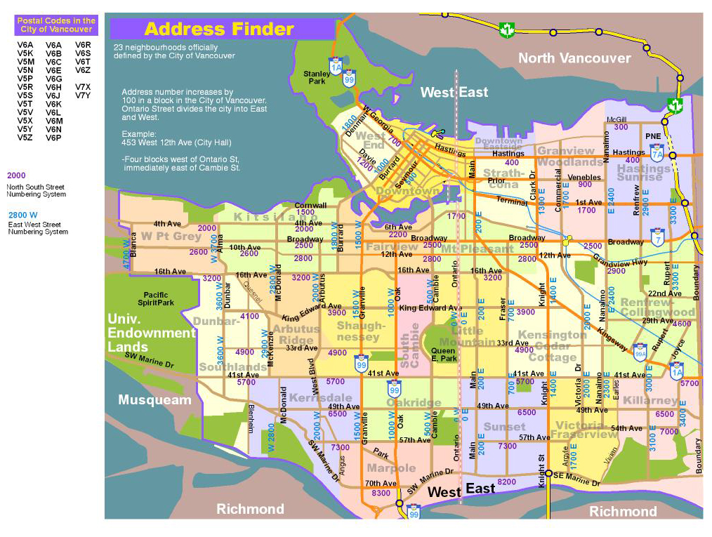 Map of Vancouver Neighbourhoods
