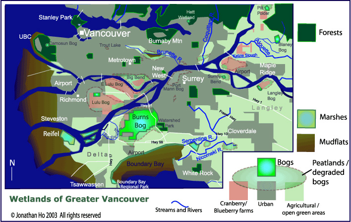 Map of wetlands, Greater Vancouver