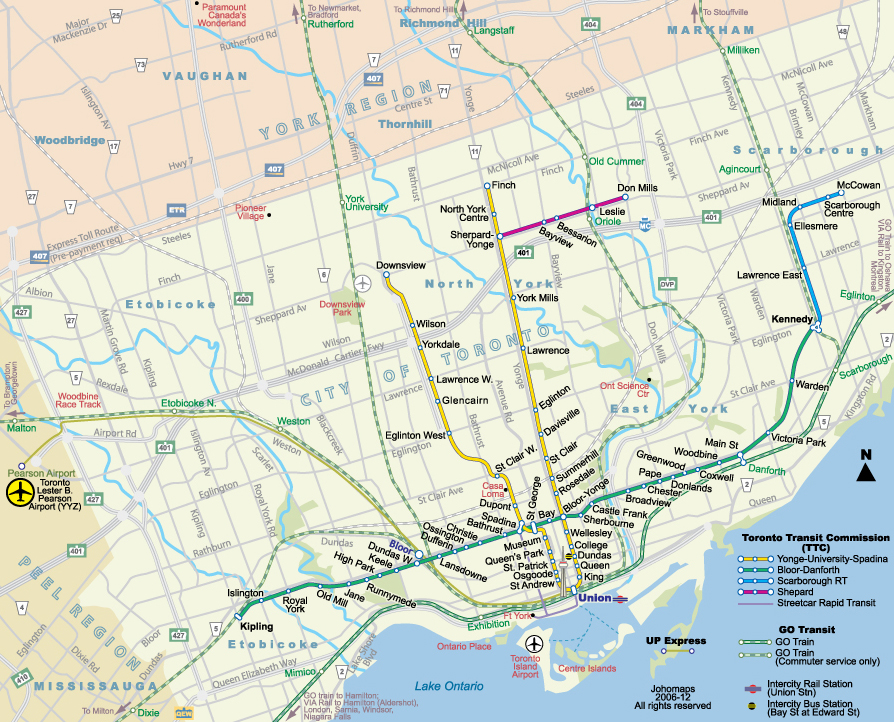 Metro Map of Toronto / Carte du Metro de Toronto