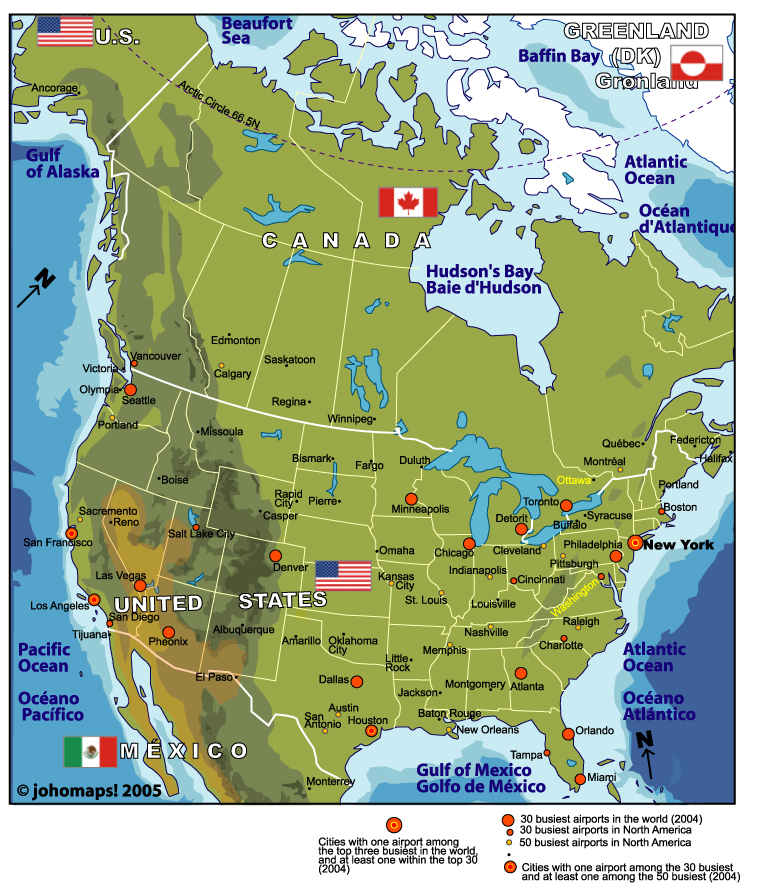Map Of North America Johomaps
