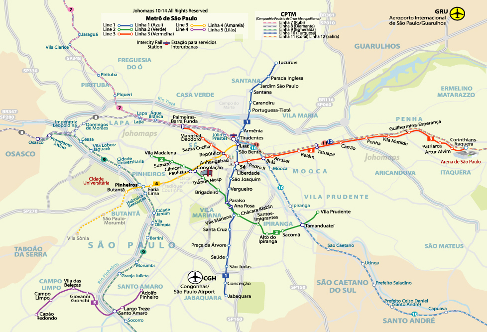 Mapa do metro de São Paulo / Sao Paulo Metro Map